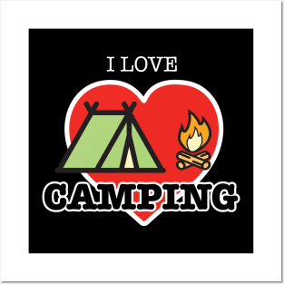 I Love Camping - Heart and Tent Posters and Art